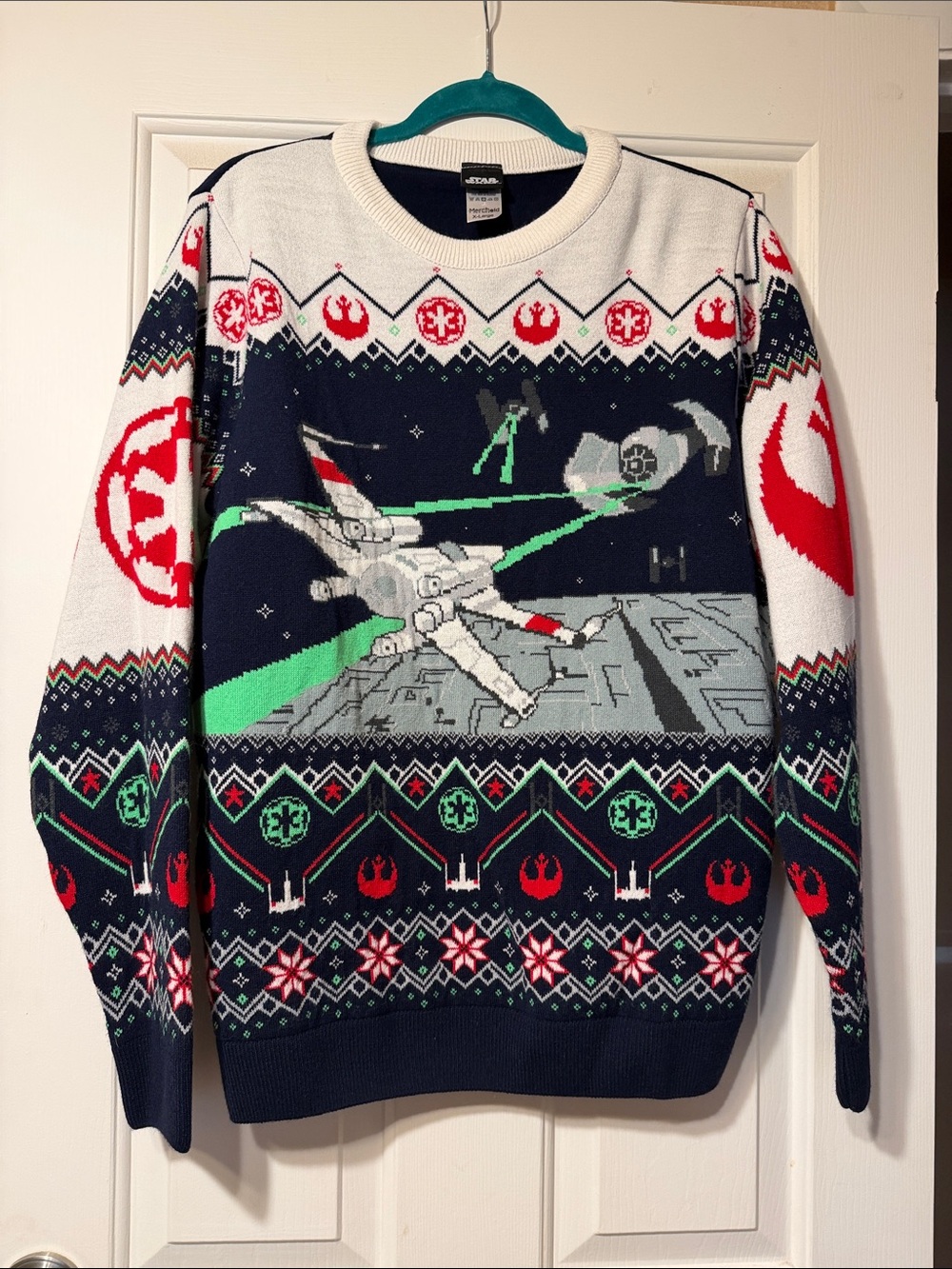 Star Wars Men's Crewneck Sweater - Navy, White, Red & Green